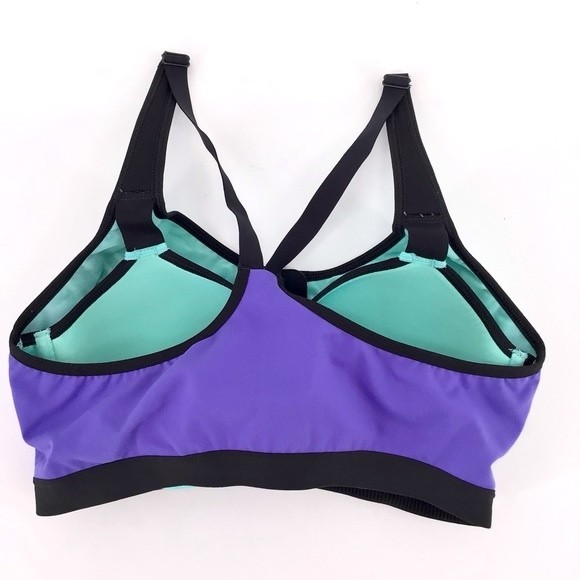 VSX Sport Victoria's Secret Bra Blue Black Green Colorblock Front Zip Size 36C - Picture 15 of 15